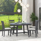 Ensemble de salle à manger 5 pièces avec table ronde extensible et 4 chaises rembourrées