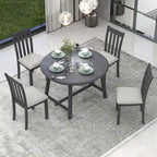 Ensemble de salle à manger 5 pièces avec table ronde extensible et 4 chaises rembourrées