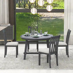 Ensemble de salle à manger 5 pièces avec table ronde extensible et 4 chaises rembourrées