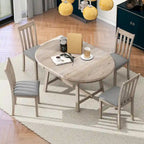 Ensemble de salle à manger 5 pièces avec table ronde extensible et 4 chaises rembourrées