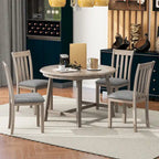 Ensemble de salle à manger 5 pièces avec table ronde extensible et 4 chaises rembourrées