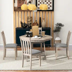 Ensemble de salle à manger 5 pièces avec table ronde extensible et 4 chaises rembourrées