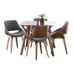Ensemble de salle à manger carré Mid-Century avec plateau en verre (5 pièces)