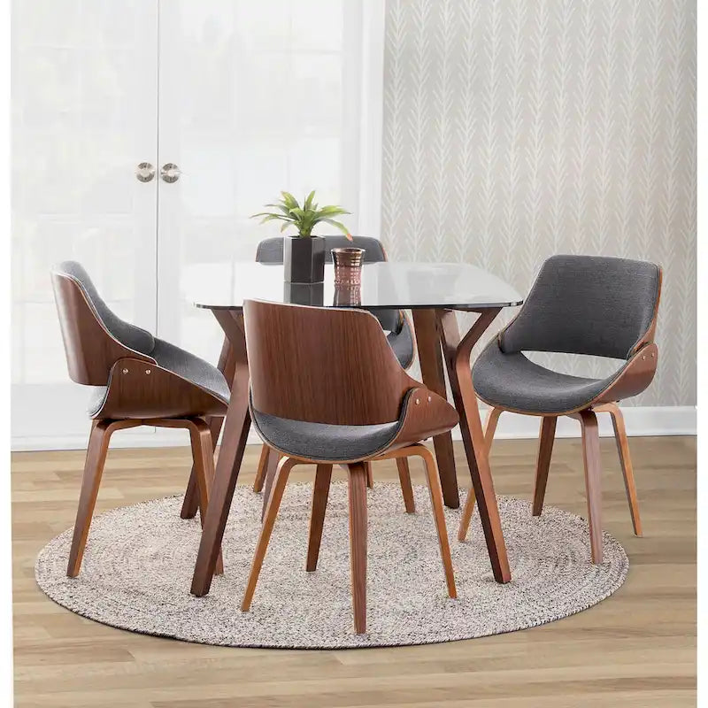 Ensemble de salle à manger carré Mid-Century avec plateau en verre (5 pièces)