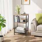 Table de chevet industrielle rétro avec étagère de rangement – 30 P x 40 L x 63,5 H cm