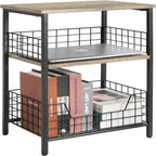 Table de chevet industrielle rétro avec étagère de rangement – 30 P x 40 L x 63,5 H cm