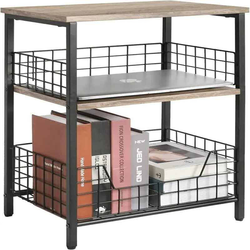 Table de chevet industrielle rétro avec étagère de rangement – 30 P x 40 L x 63,5 H cm
