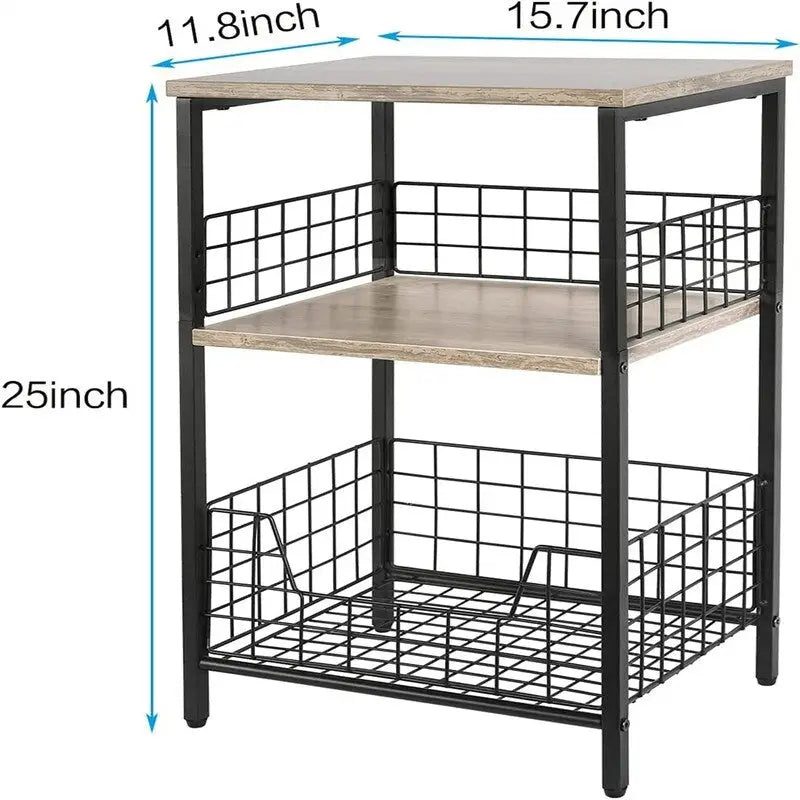 Table de chevet industrielle rétro avec étagère de rangement – 30 P x 40 L x 63,5 H cm
