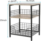 Table de chevet industrielle rétro avec étagère de rangement – 30 P x 40 L x 63,5 H cm