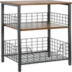 Table de chevet industrielle rétro avec étagère de rangement – 30 P x 40 L x 63,5 H cm