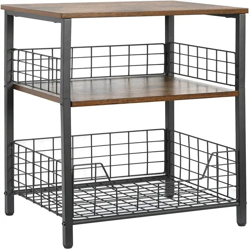 Table de chevet industrielle rétro avec étagère de rangement – 30 P x 40 L x 63,5 H cm