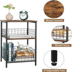 Table de chevet industrielle rétro avec étagère de rangement – 30 P x 40 L x 63,5 H cm