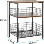 Table de chevet industrielle rétro avec étagère de rangement – 30 P x 40 L x 63,5 H cm