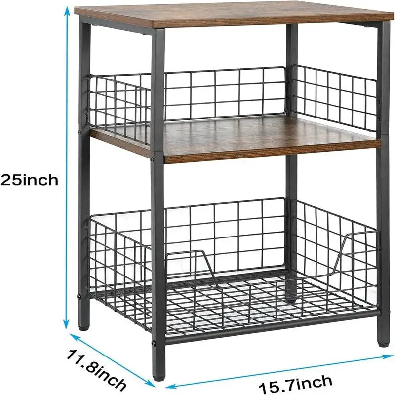 Table de chevet industrielle rétro avec étagère de rangement – 30 P x 40 L x 63,5 H cm