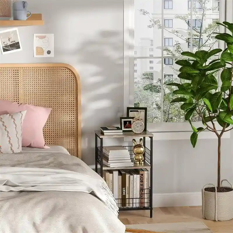 Table de chevet industrielle rétro avec étagère de rangement – 30 P x 40 L x 63,5 H cm