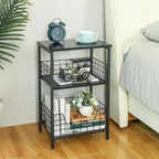 Table de chevet industrielle rétro avec étagère de rangement – 30 P x 40 L x 63,5 H cm