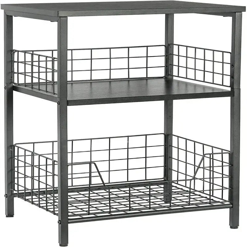 Table de chevet industrielle rétro avec étagère de rangement – 30 P x 40 L x 63,5 H cm