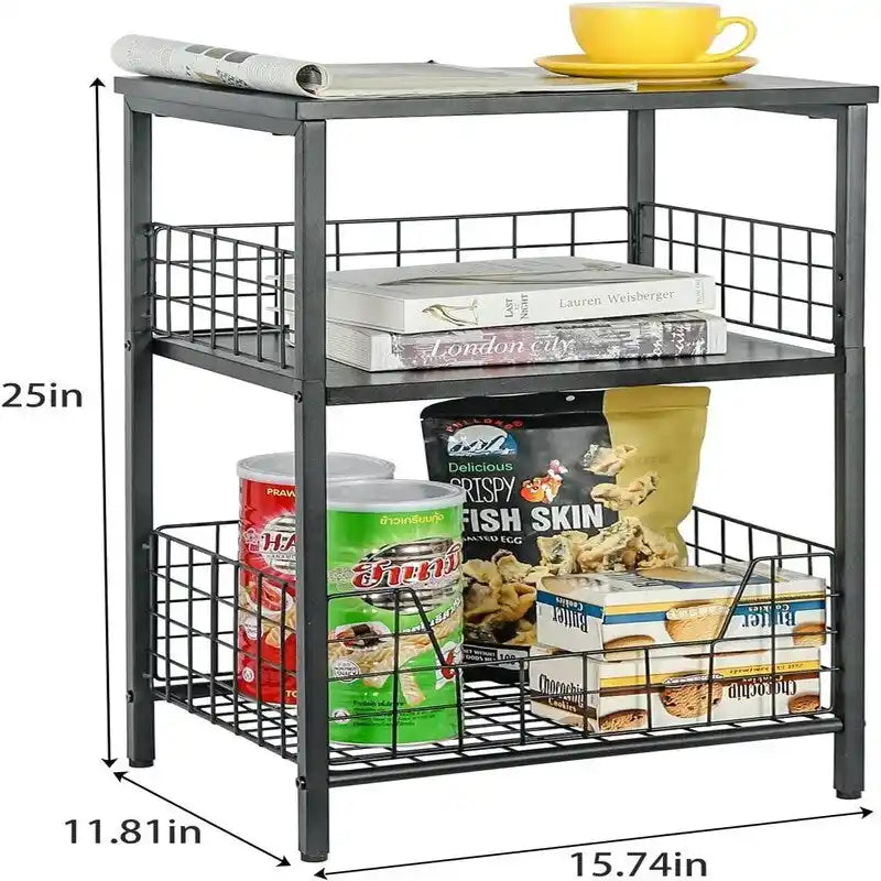 Table de chevet industrielle rétro avec étagère de rangement – 30 P x 40 L x 63,5 H cm