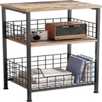 Table de chevet industrielle rétro avec étagère de rangement – 30 P x 40 L x 63,5 H cm