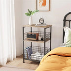 Table de chevet industrielle rétro avec étagère de rangement – 30 P x 40 L x 63,5 H cm
