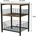 Table de chevet industrielle rétro avec étagère de rangement – 30 P x 40 L x 63,5 H cm