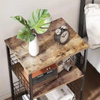 Table de chevet industrielle rétro avec étagère de rangement – 30 P x 40 L x 63,5 H cm