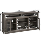 Meuble TV en bois de 152 cm avec rangement et gestion des câbles, Noyer foncé