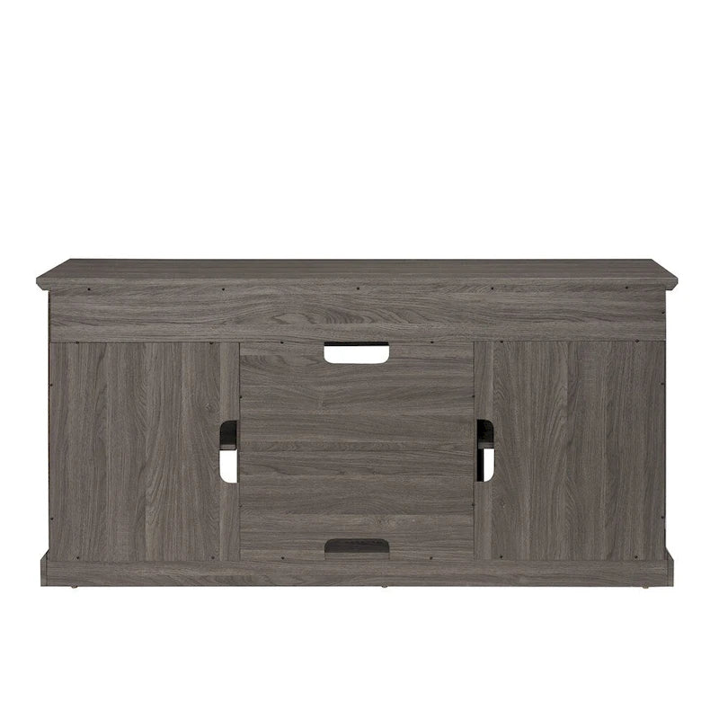 Meuble TV en bois de 152 cm avec rangement et gestion des câbles, Noyer foncé