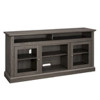 Meuble TV en bois de 152 cm avec rangement et gestion des câbles, Noyer foncé