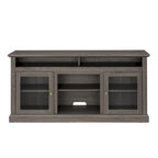 Meuble TV en bois de 152 cm avec rangement et gestion des câbles, Noyer foncé