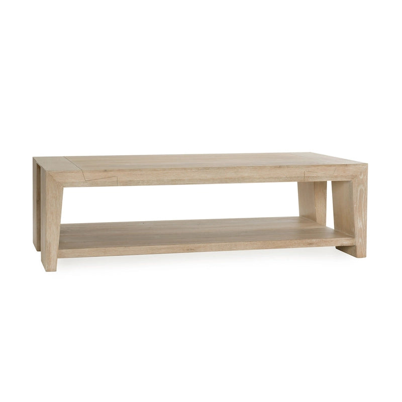 Table basse en chêne rustique avec des accents en queue d'aronde