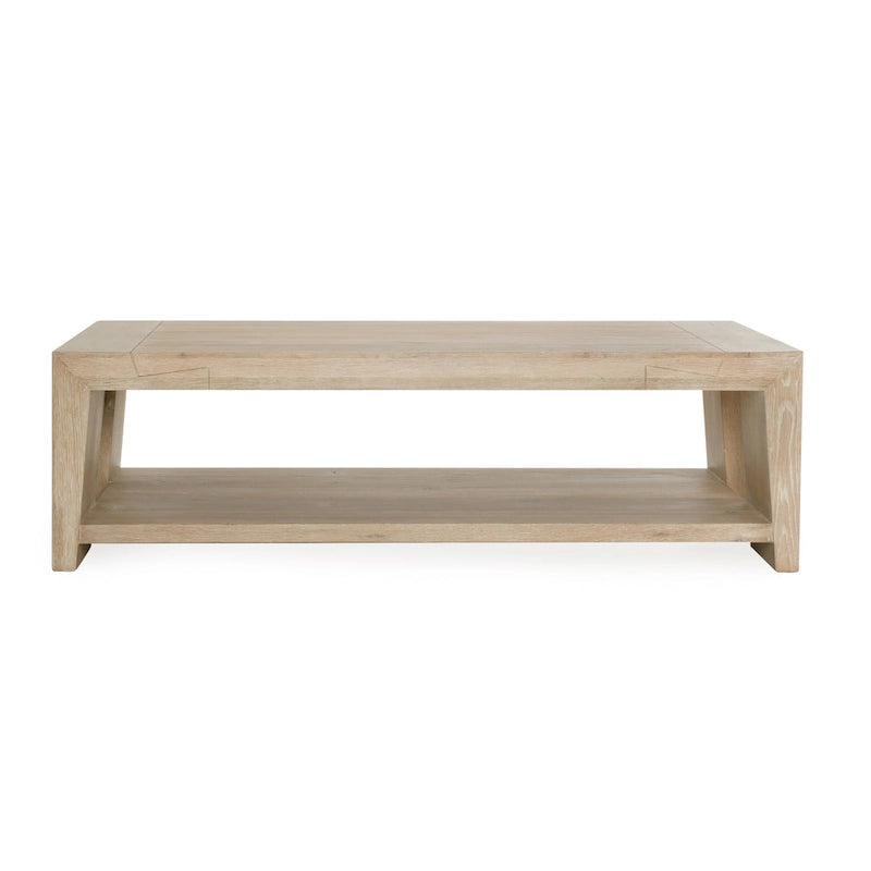 Table basse en chêne rustique avec des accents en queue d'aronde