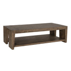 Table basse en chêne rustique avec des accents en queue d'aronde