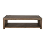 Table basse en chêne rustique avec des accents en queue d'aronde