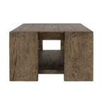 Table basse en chêne rustique avec des accents en queue d'aronde