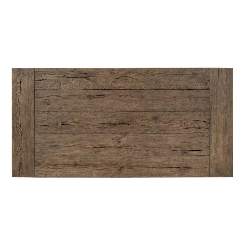 Table basse en chêne rustique avec des accents en queue d'aronde
