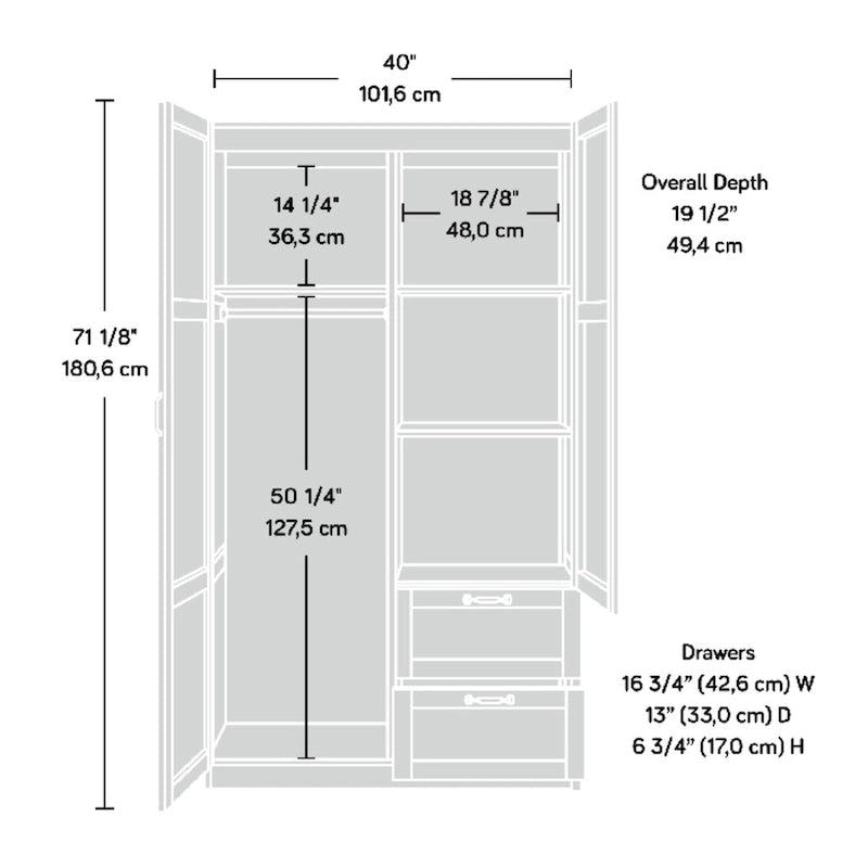Armoire de rangement Cannelle Cerise avec tiroirs et étagères
