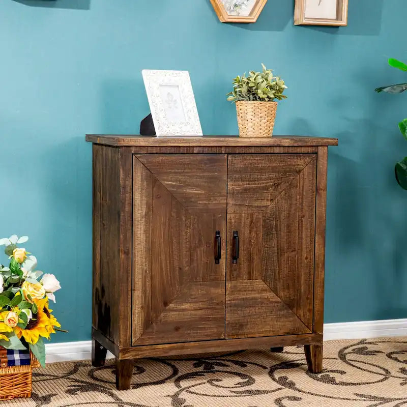 Meuble de rangement 2 portes style bois avec étagères