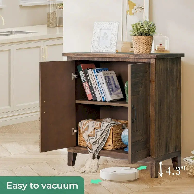 Meuble de rangement 2 portes style bois avec étagères