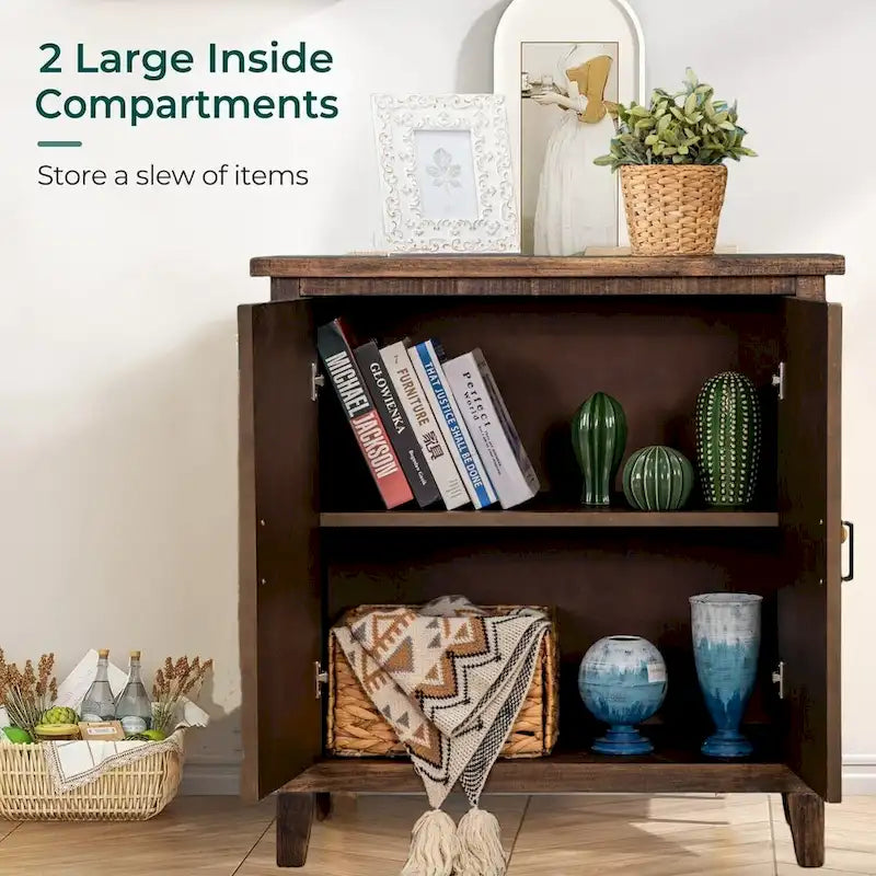 Meuble de rangement 2 portes style bois avec étagères