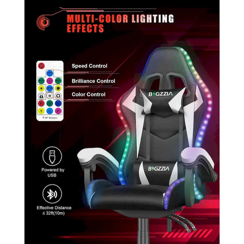 Fauteuil de jeu avec lumières LED RGB et design ergonomique