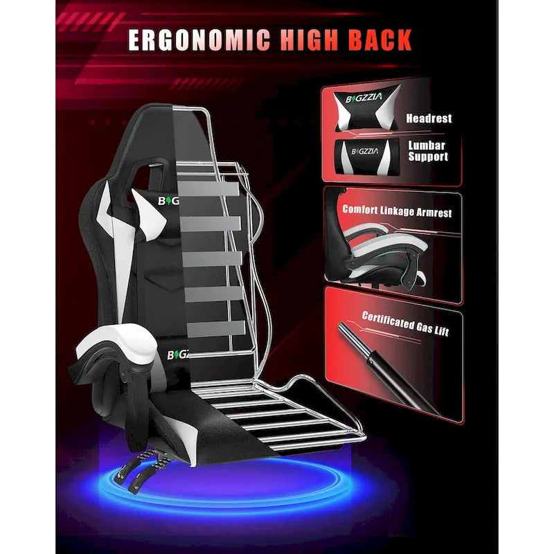 Fauteuil de jeu avec lumières LED RGB et design ergonomique