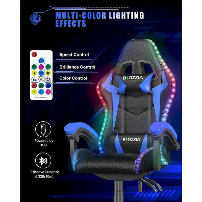 Fauteuil de jeu avec lumières LED RGB et design ergonomique