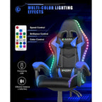 Fauteuil de jeu avec lumières LED RGB et design ergonomique