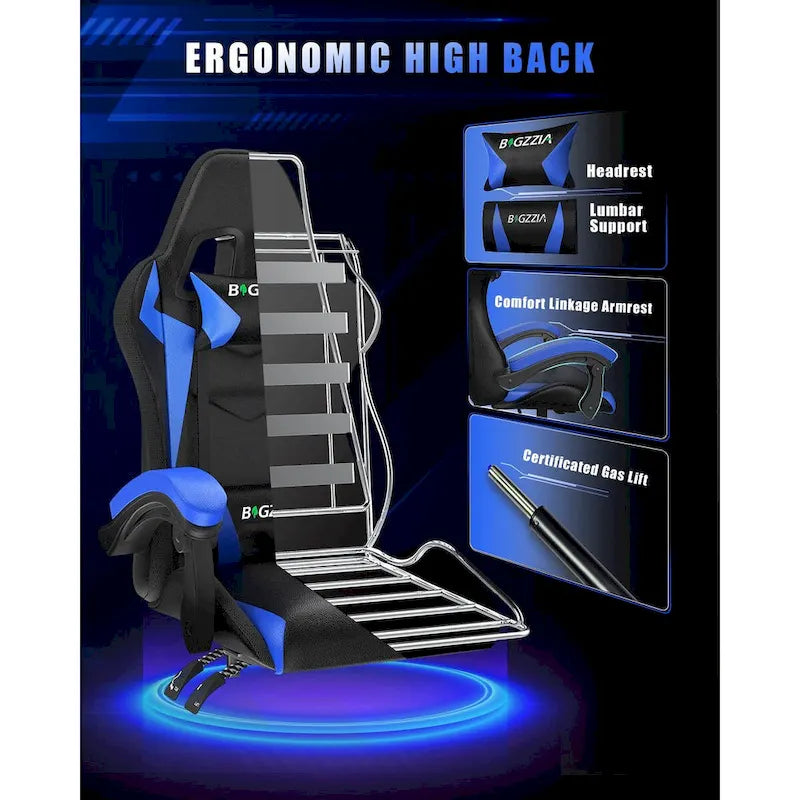 Fauteuil de jeu avec lumières LED RGB et design ergonomique