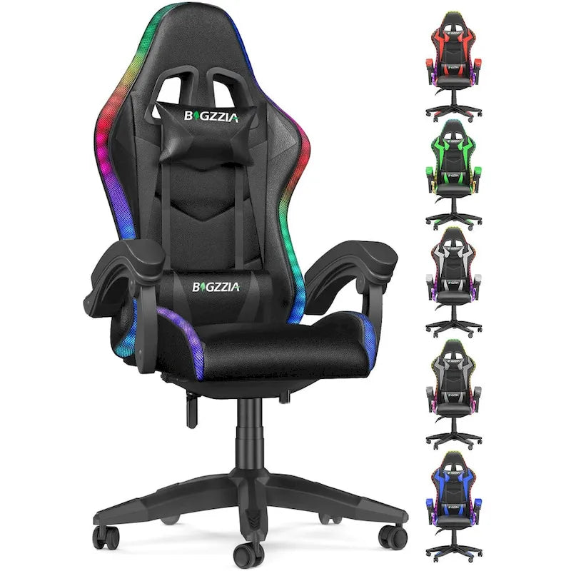 Fauteuil de jeu avec lumières LED RGB et design ergonomique