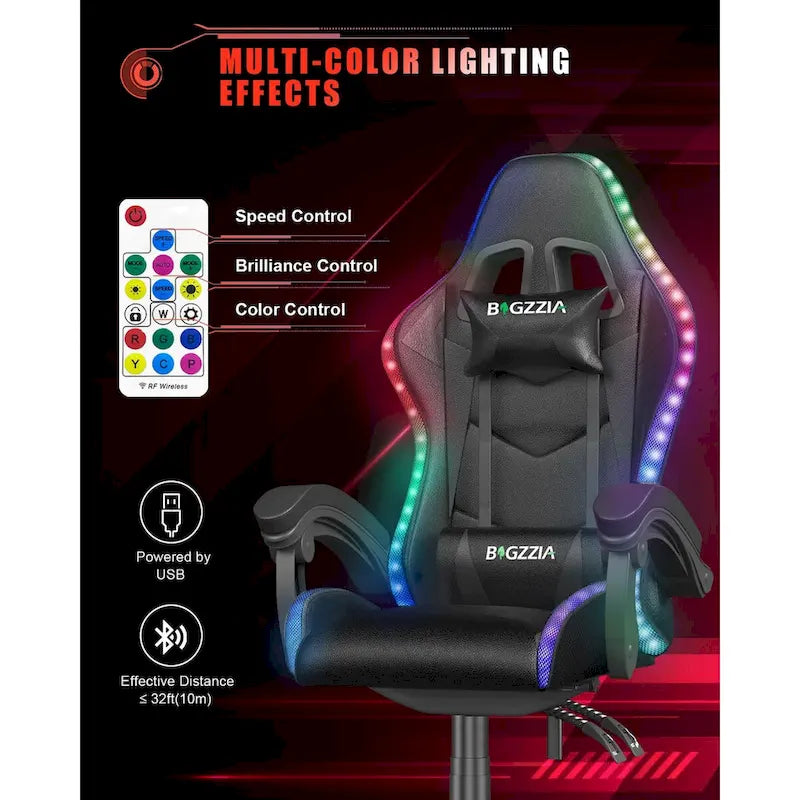 Fauteuil de jeu avec lumières LED RGB et design ergonomique