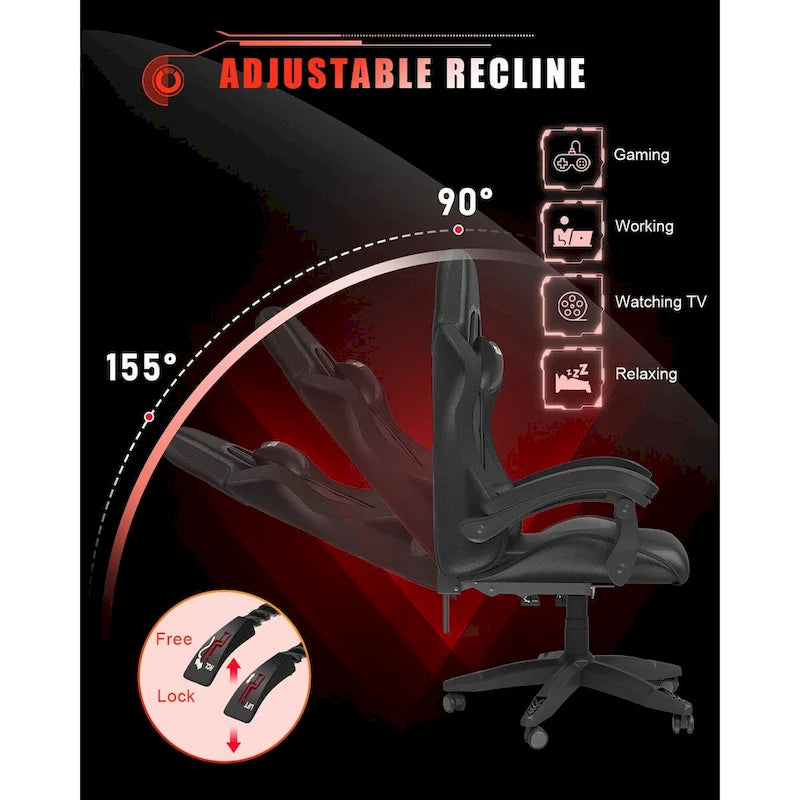 Fauteuil de jeu avec lumières LED RGB et design ergonomique