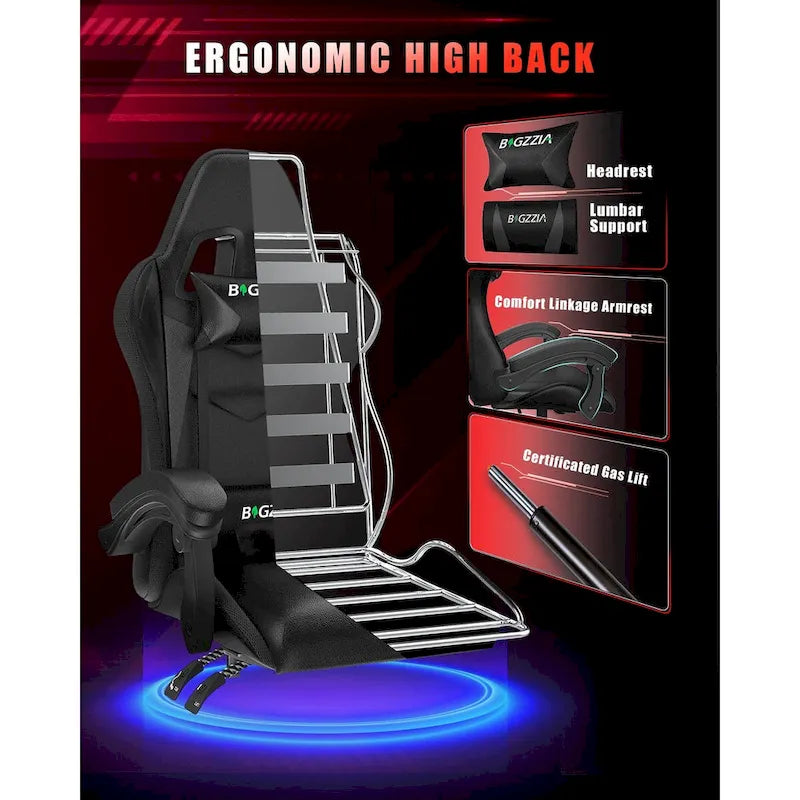 Fauteuil de jeu avec lumières LED RGB et design ergonomique