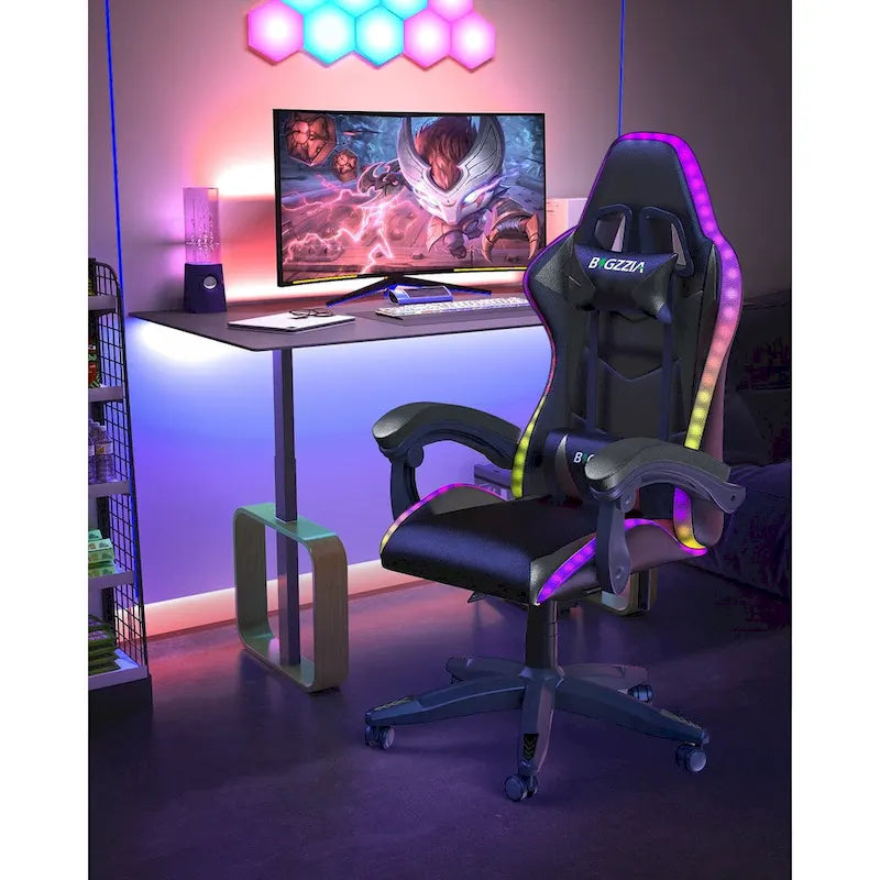 Fauteuil de jeu avec lumières LED RGB et design ergonomique